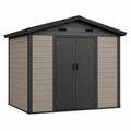 Abri de jardin 213 x 130 x 195 cm en résine taupe et noir avec double porte ventilée