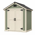 Abri de jardin 180 x 120 x 210 cm en bois vert et beige avec double porte style classique
