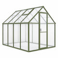 Serre de jardin 190 x 190 x 195 cm en aluminium vert avec panneaux en polycarbonate et lucarne
