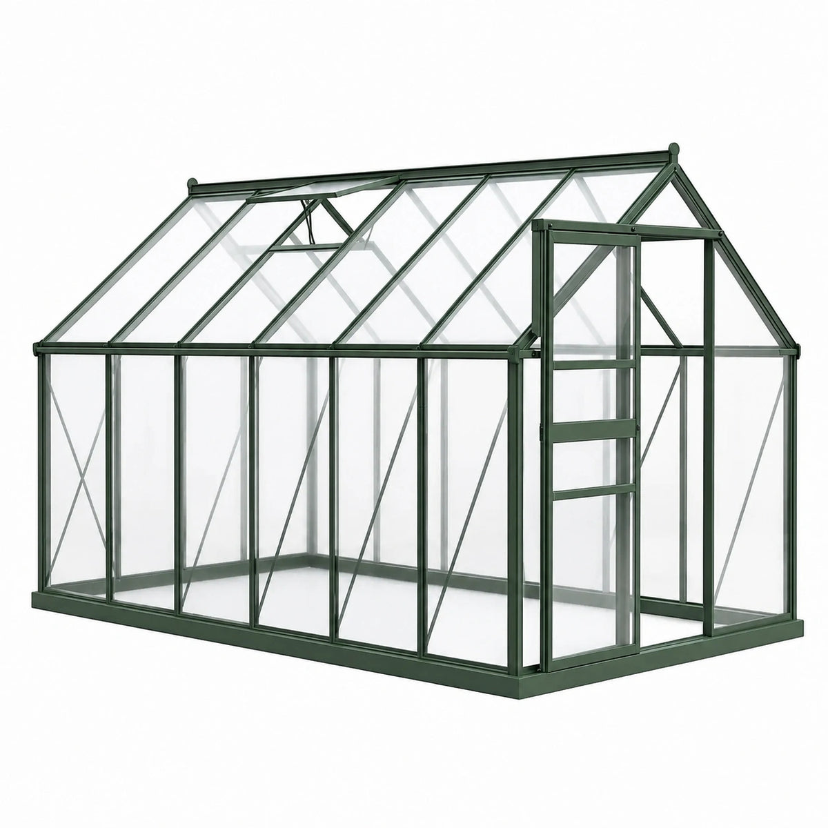 Serre de jardin 300 x 190 x 200 cm en aluminium vert avec panneaux transparents