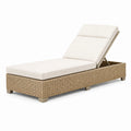 Chaise longue de jardin 200 x 70 cm en résine tressée beige avec dossier réglable